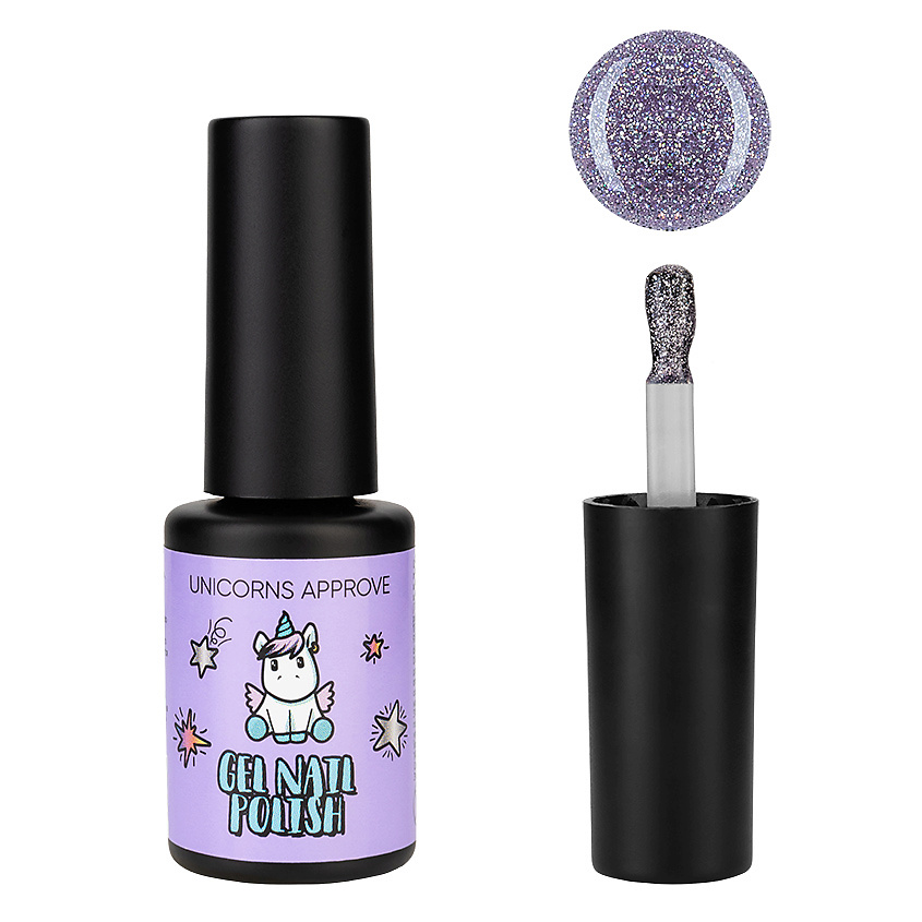 UNICORNS APPROVE Гель-лак покрытие Pastel Shades, № 003 Полупрозрачная розовая база с мелкими блестками, 6 мл – фото 2