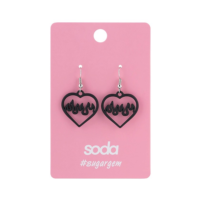 SODA Серьги HEART IN FIRE BLACK #sugargem – фото 2