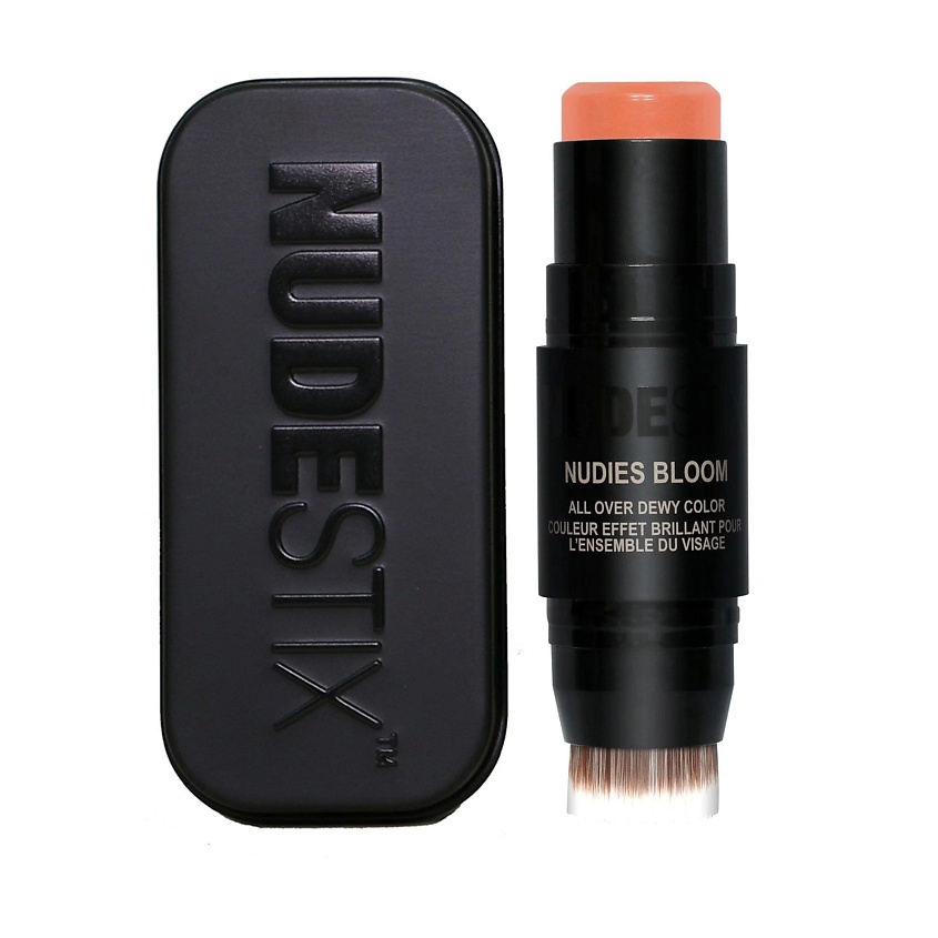 NUDESTIX Кремовые сияющие румяна в стике Nudies Bloom со встроенной кисточкой, Sweet Peach Peony – фото 1