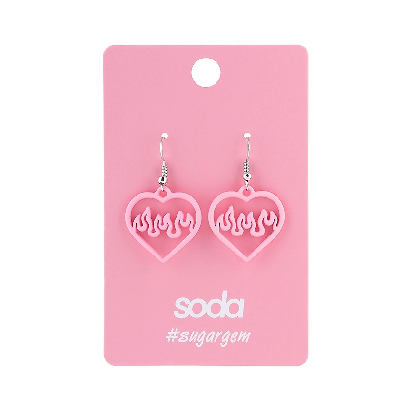 SODA Серьги HEART IN FIRE PINK #sugargem – фото 2