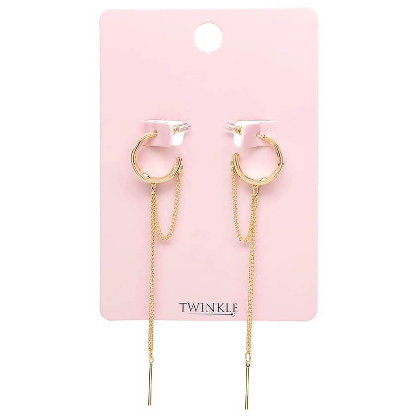 TWINKLE Серьги CRUMPLED GOLD AND CHAIN – фото 1