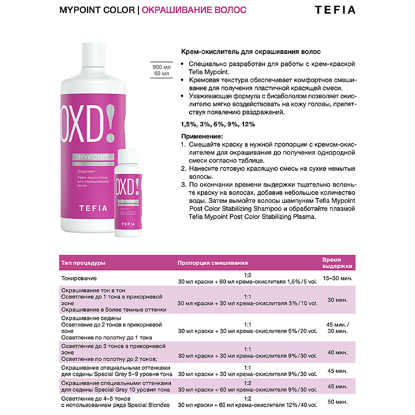 TEFIA Крем-окислитель для окрашивания волос 12% (40 vol.) Color Oxycream – фото 2