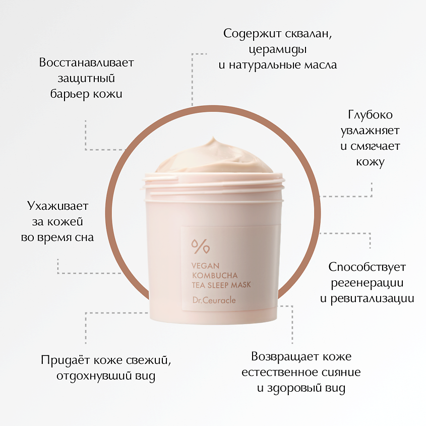 DR. CEURACLE Веганская ночная маска с комбучей Vegan Kombucha Tea Sleep Mask – фото 2