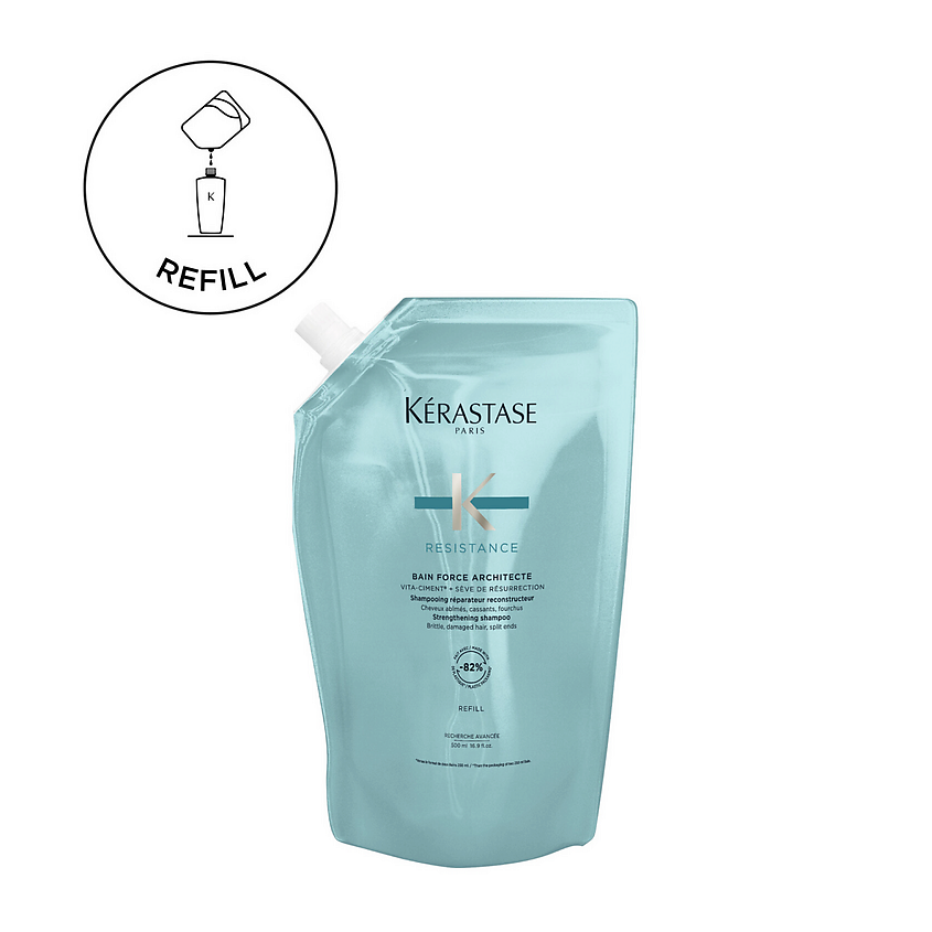 KERASTASE Восстанавливающий шампунь Resistance Bain Force Architecte. Сменный блок (рефилл) – фото 2