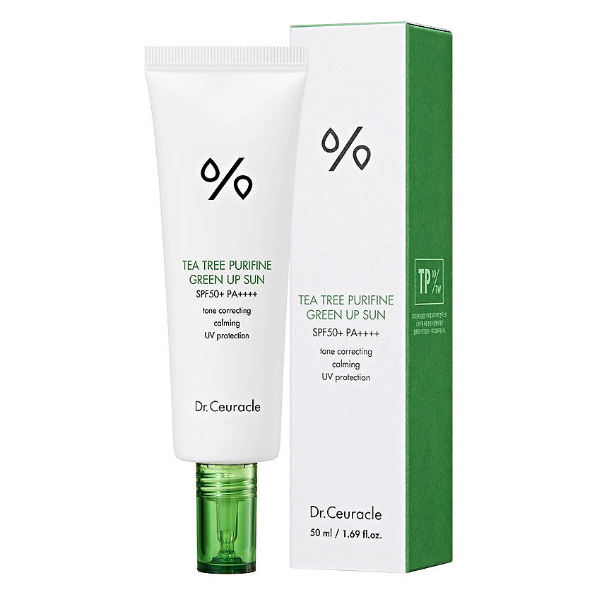 DR. CEURACLE Солнцезащитный крем с чайным деревом, маскирующий покраснения Tea SPF 50 – фото 2