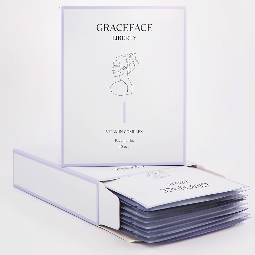 GRACE FACE Набор тканевых масок для лица увлажняющих с витаминным комплексом – фото 9
