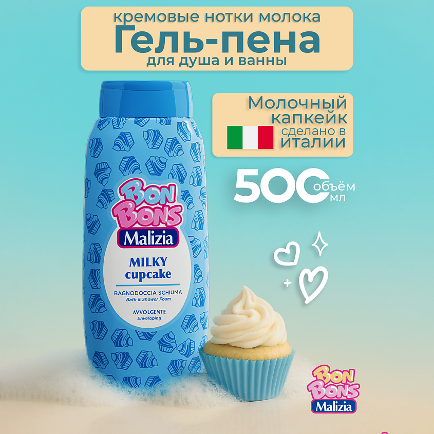 MALIZIA Пена для ванны и душа BONBONS MILKY CUPCAKE – фото 2