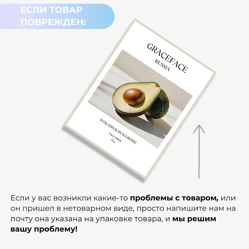 GRACE FACE Тканевая маска для лица увлажняющая с экстрактом авокадо и гиалуроновой кислотой – фото 8