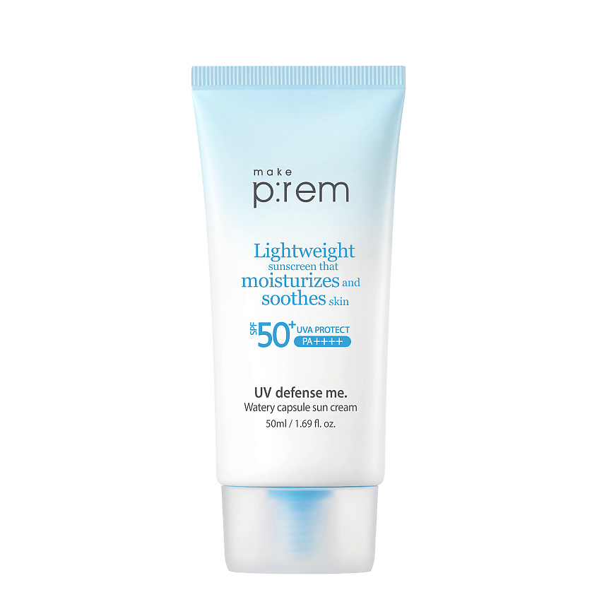 MAKE P:REM Крем для лица солнцезащитный SPF 50+ PA++++ UV Defense Me. Watery Capsule Suncream – фото 1