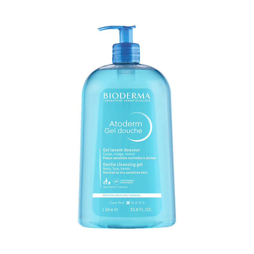 BIODERMA Мягкий очищающий гель для душа для нормальной, сухой и атопичной кожи Atoderm, 1000 мл – фото 1