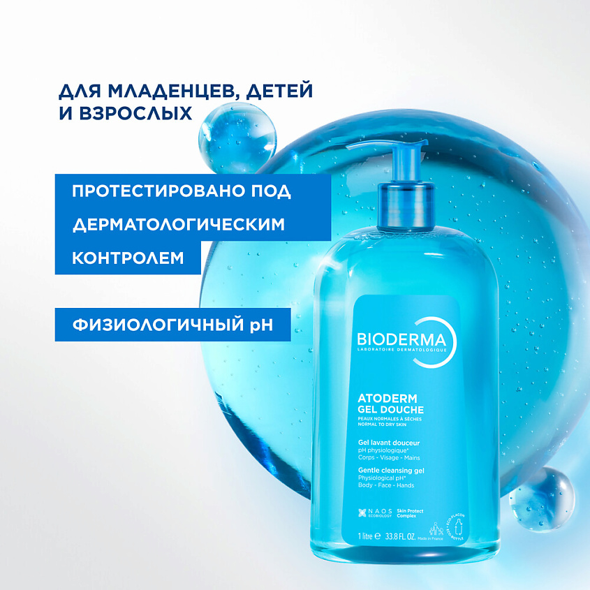 BIODERMA Мягкий очищающий гель для душа для нормальной, сухой и атопичной кожи Atoderm, 500 мл – фото 5