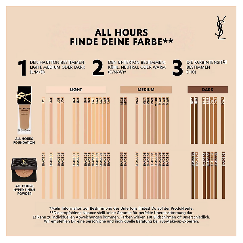 YVES SAINT LAURENT Компактная матирующая пудра ALL HOURS HYPER FINISH, 0.5 - BEIGE – фото 2