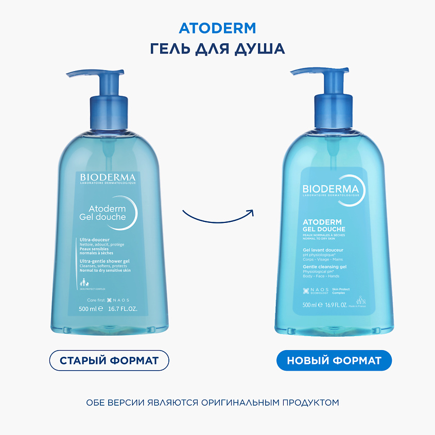 BIODERMA Мягкий очищающий гель для душа для нормальной, сухой и атопичной кожи Atoderm, 500 мл – фото 2