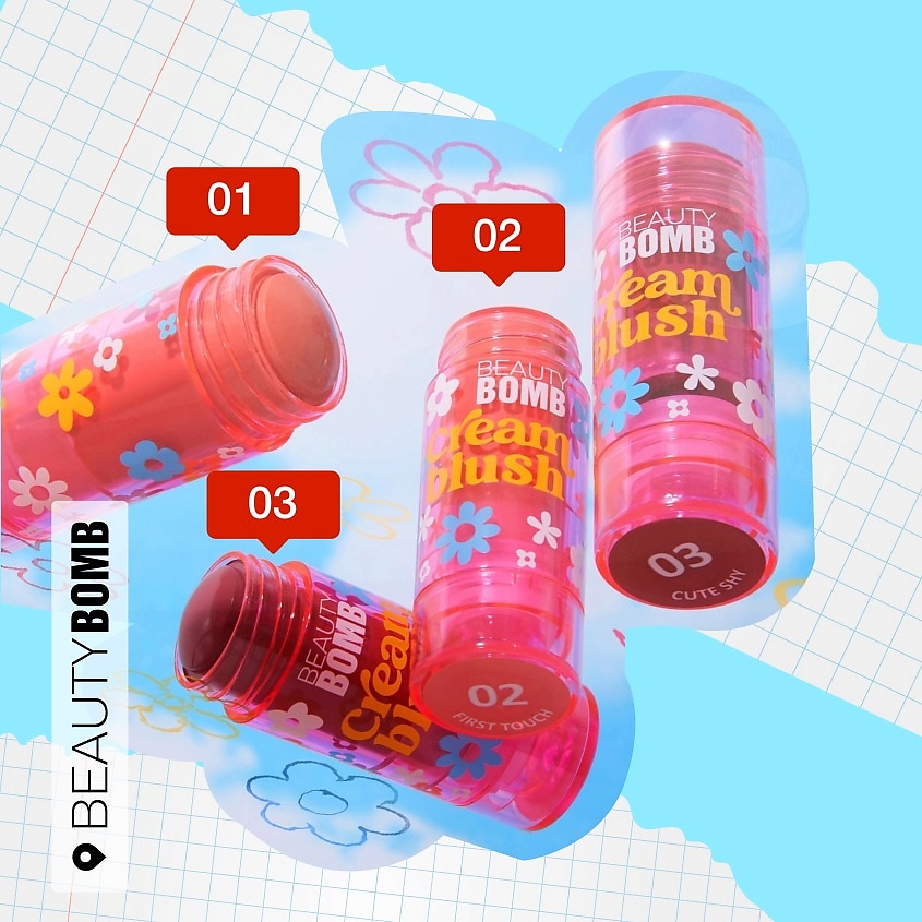 BEAUTY BOMB Кремовые румяна в стике Cream stick blush, № 02 FIRST TOUCH, 8 г – фото 7