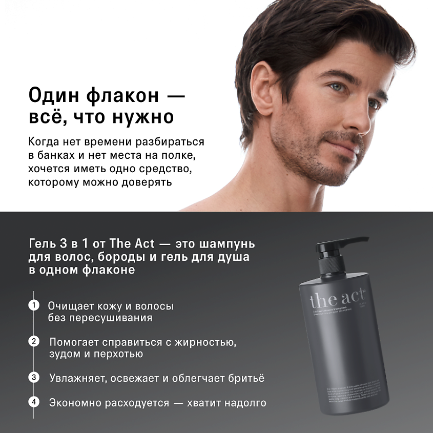 THE ACT Шампунь и гель для душа для мужчин 3в1 – фото 2
