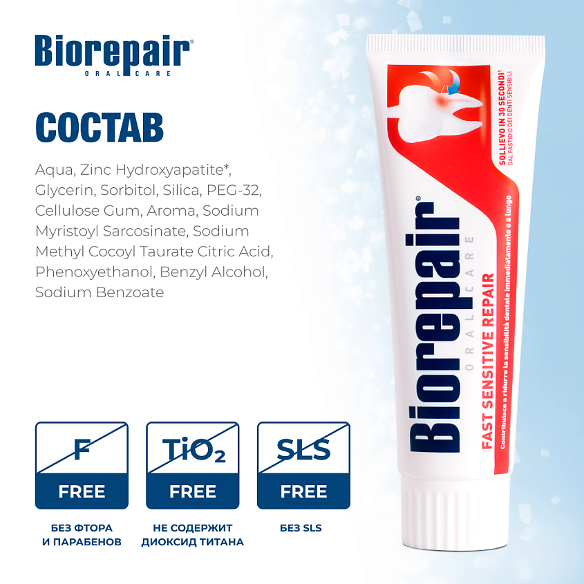 BIOREPAIR Зубная паста "Для чувствительных зубов" Fast Sensitive Repair – фото 5