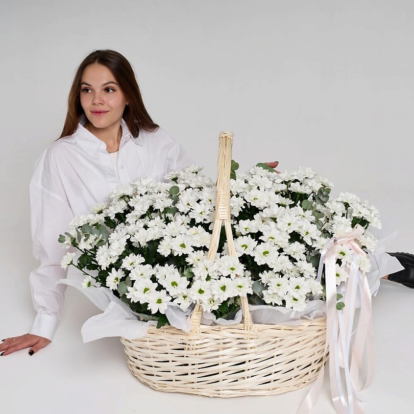 FLOWER DANCE Большая корзина цветов из хризантем – фото 2