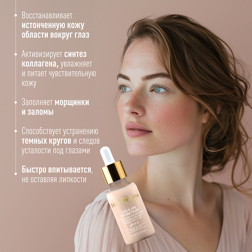 SKINPHORIA Сыворотка-наполнитель для лица от морщин Eyes & Lips Peptide Filler – фото 2