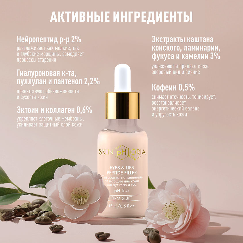 SKINPHORIA Сыворотка-наполнитель для лица от морщин Eyes & Lips Peptide Filler – фото 3