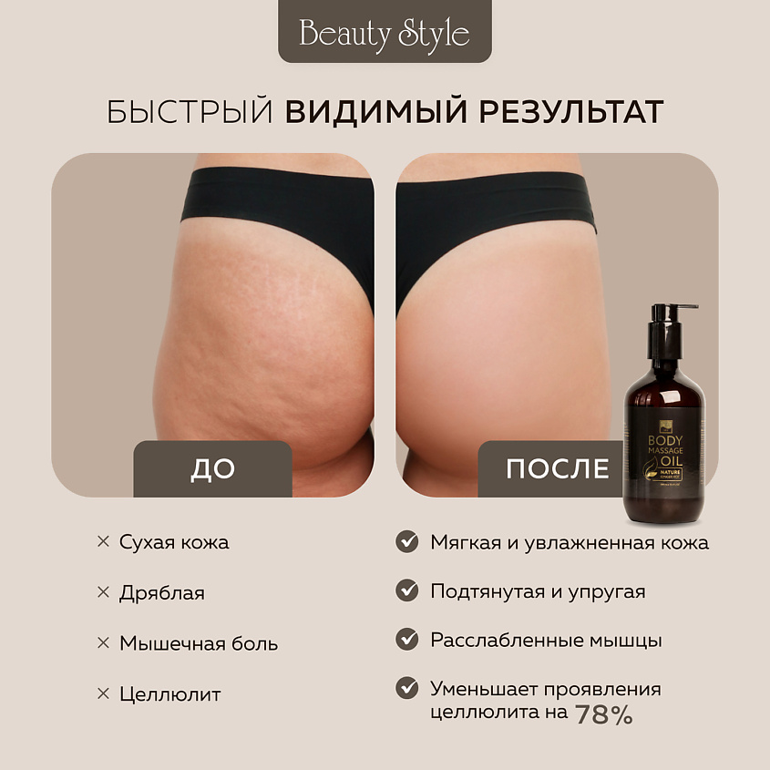 BEAUTY STYLE Масло имбирное «Тонус + Антицеллюлит» с разогревающим эффектом, 500 мл – фото 5