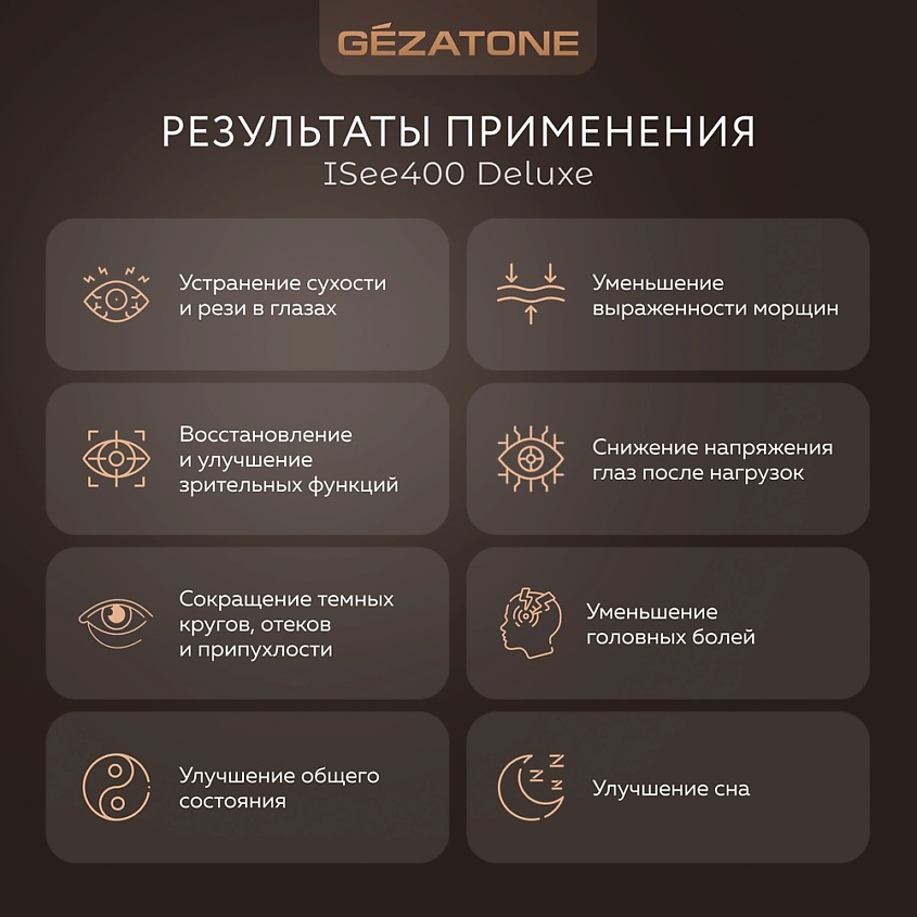 GEZATONE Массажер для глаз электрический лимфодренажный , массажные очки Deluxe ISee400 – фото 10