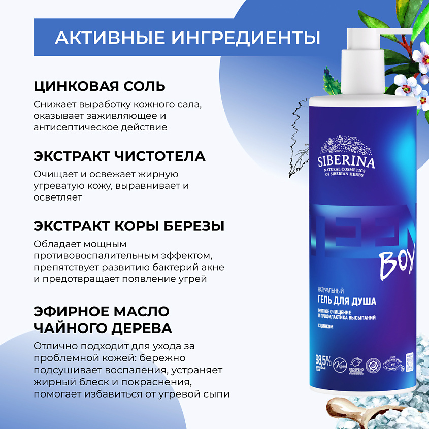 SIBERINA Гель для душа «Мягкое очищение и профилактика высыпаний» с цинком – фото 4