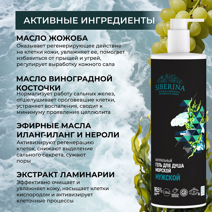 SIBERINA Натуральный Гель для душа "Морской" – фото 4