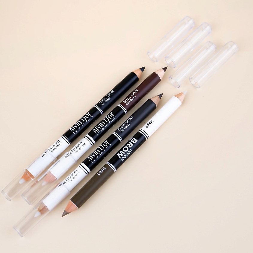 ALVIN D’OR Профессиональный дуэт для бровей карандаш + воск Brow Perfect – фото 2