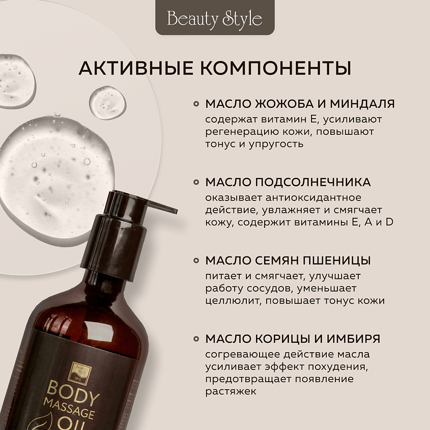 BEAUTY STYLE Масло имбирное «Тонус + Антицеллюлит» с разогревающим эффектом, 500 мл – фото 7
