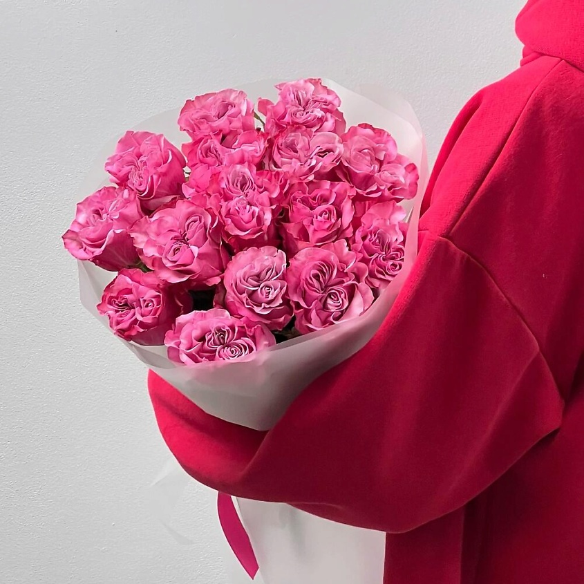 FLORES 15 шикарных розовых пионовидных роз – фото 4