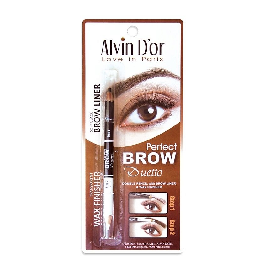 ALVIN D’OR Профессиональный дуэт для бровей карандаш + воск Brow Perfect – фото 1