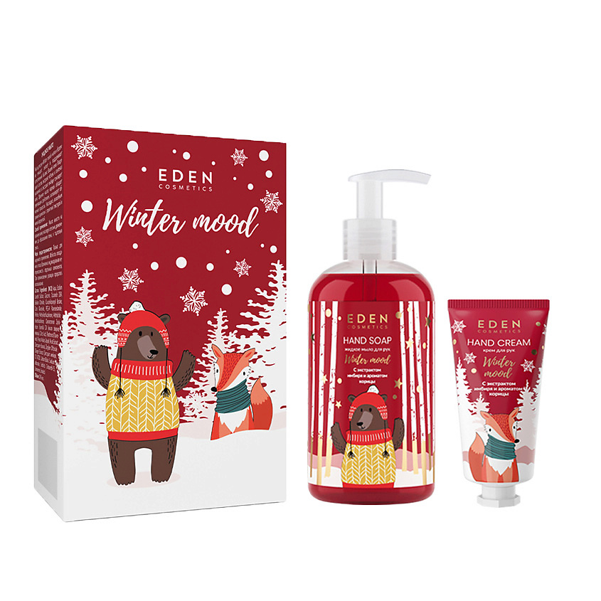 EDEN Подарочный набор новогодний Крем для рук + Жидкое мыло для рук Winter mood RED – фото 2