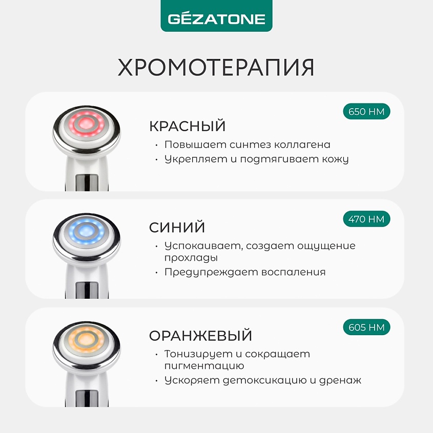 Gezatone Аппарат для RF лифтинга для лица и тела, массажер миостимулятор для лица 6в1 – фото 9