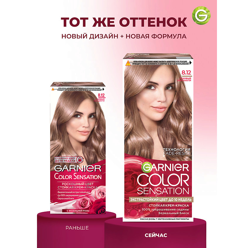 GARNIER Стойкая крем-краска для волос "Роскошь цвета" Color Sensation, 8.12 Розовый перламутр, 110 мл – фото 6