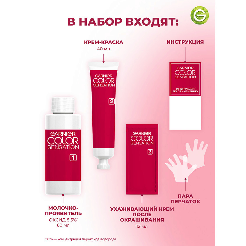 GARNIER Стойкая крем-краска для волос "Роскошь цвета" Color Sensation, 9.13 Кремовый перламутр, 110 мл – фото 8