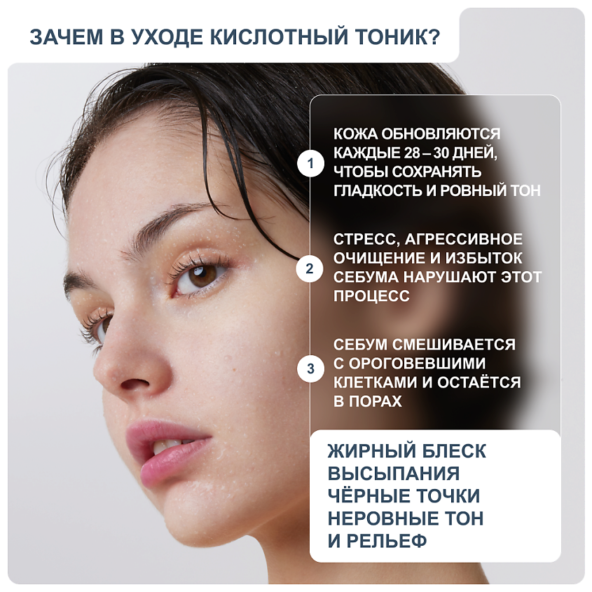 RICHE Тоник для лица с кислотами от прыщей для проблемной кожи – фото 5