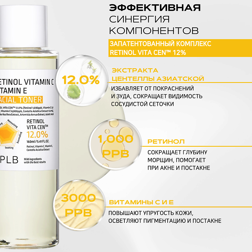 APLB Укрепляющий тонер с ретинолом и витаминами Retinol Vitamin C Vitamin E Facial Toner – фото 3