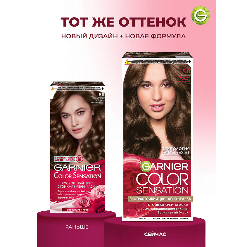 GARNIER Стойкая крем-краска для волос "Роскошь цвета" Color Sensation, 5.0 Сияющий, светло-каштановый,&nbsp;110 мл – фото 6