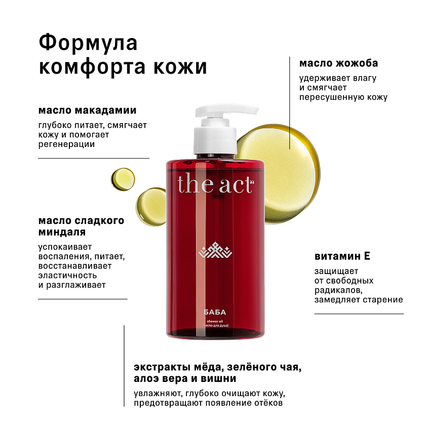 THE ACT Гель масло для душа гидрофильное серия БАБА – фото 4