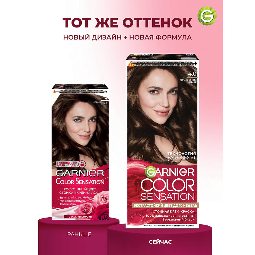 GARNIER Стойкая крем-краска для волос "Роскошь цвета" Color Sensation, 4.0 Королевский Оникс,&nbsp;110 мл – фото 6