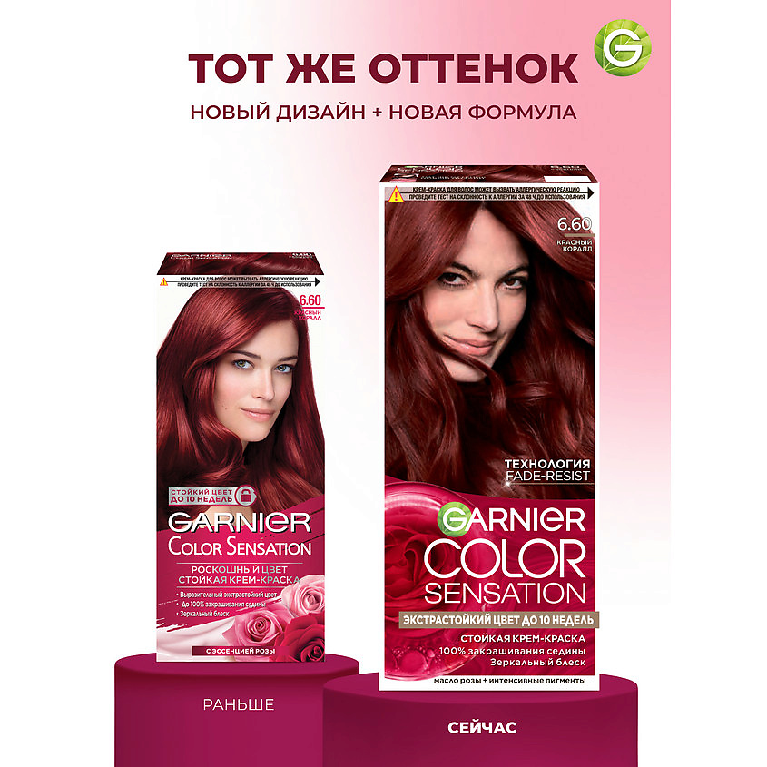 GARNIER Стойкая крем-краска для волос "Роскошь цвета" Color Sensation, 6.60 Красный коралл, 110 мл – фото 6