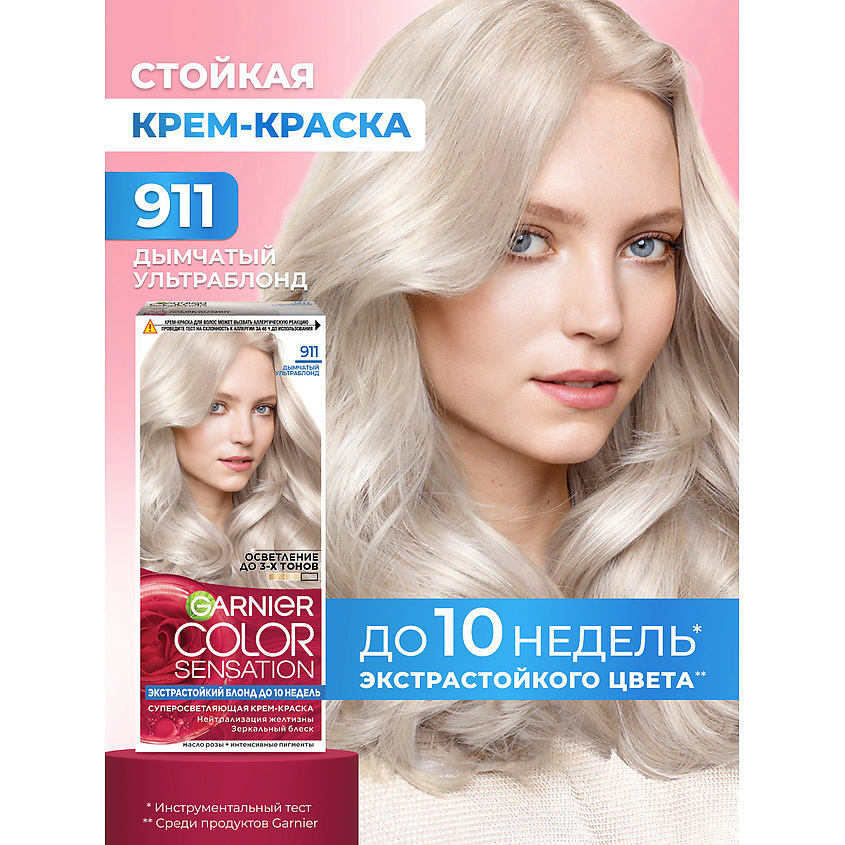 GARNIER Стойкая крем-краска для волос "Роскошь цвета" Color Sensation, 911, Дымчатый Ультраблонд, 110 мл – фото 2