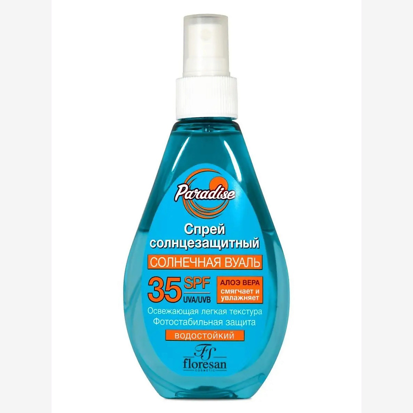 FLORESAN Водостойкий Солнцезащитный спрей Paradise с алоэ вера SPF 35 – фото 2