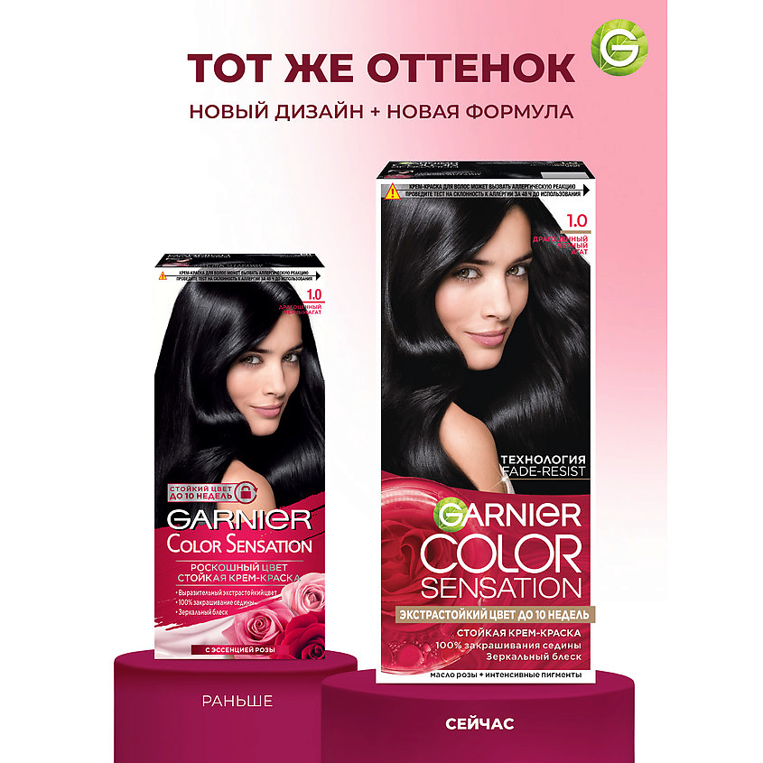 GARNIER Стойкая крем-краска для волос "Роскошь цвета" Color Sensation, 1.0 Драгоценный черный агат, 110 мл – фото 6