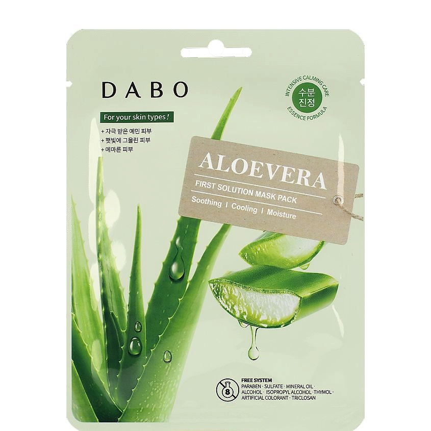 DABO Маска тканевая для лица с экстрактом алоэ Aloevera First Solution Mask Pack – фото 1