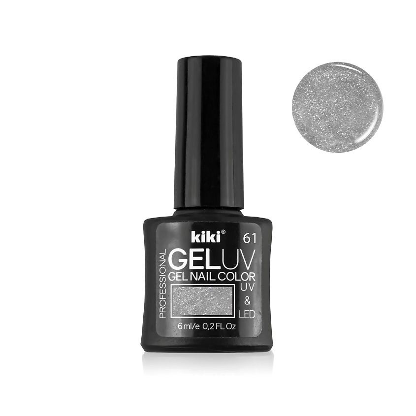 KIKI Гель-лак для ногтей Gel Uv&Led, 61 серебряный фейерверк – фото 1