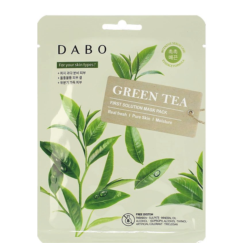 DABO Маска тканевая для лица с экстрактом зелёного чая Green Tea First Solution Mask Pack – фото 2