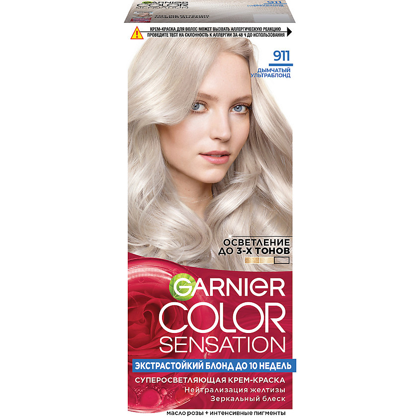 GARNIER Стойкая крем-краска для волос "Роскошь цвета" Color Sensation, 911, Дымчатый Ультраблонд, 110 мл – фото 1