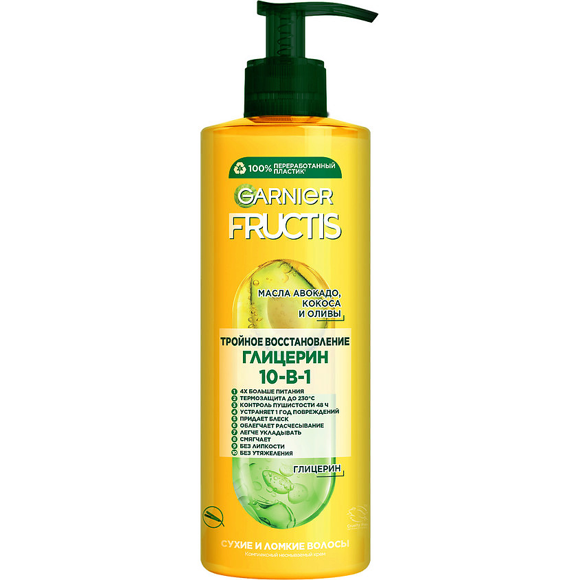 FRUCTIS Комплексный несмываемый крем-уход, Тройное восстановление 10 в 1, для сухих волос – фото 1