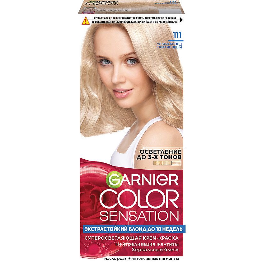 GARNIER Стойкая крем-краска для волос "Роскошь цвета" Color Sensation, 111 УльтраБлонд Платиновый, 110 мл – фото 1